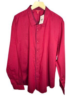 Guess Finley Plain Long Sleeve Shirt Men’s XXL Petite Syrah Red